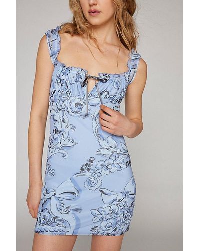 Urban Outfitters Uo Bianca Mesh Mini Dress - Blue