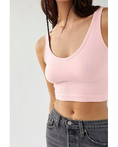 Out From Under Drew Seamless Ribbed Cropped Tank Top - Pink