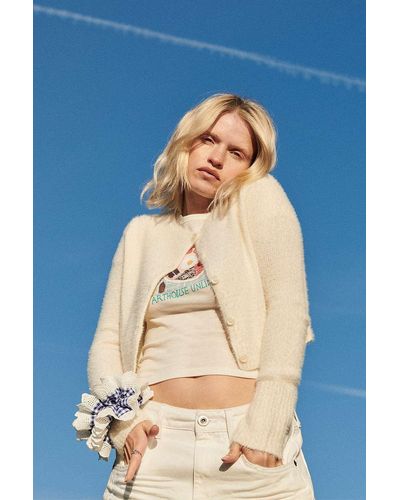 Urban Outfitters Uo Danya Cropped Knit Cardigan - Natural