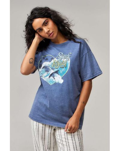 Daisy Street Washed Dolphin Oversized T-shirt - Blue