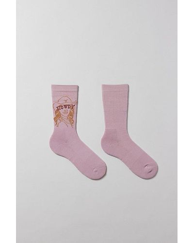 Urban Outfitters Howdy Crew Sock - Pink
