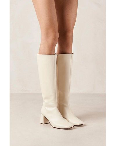 Svegan Chalk Vegan Leather Knee High Boot - Natural