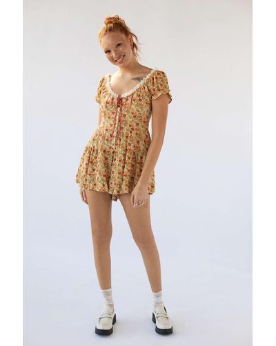 Urban Outfitters Uo Lily Tiered Romper - Yellow