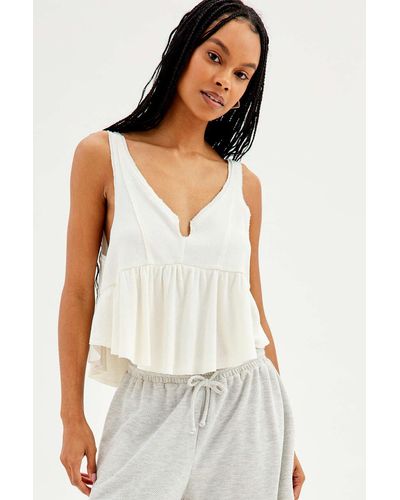 Urban Outfitters Uo Amelia Babydoll Tank Top - White