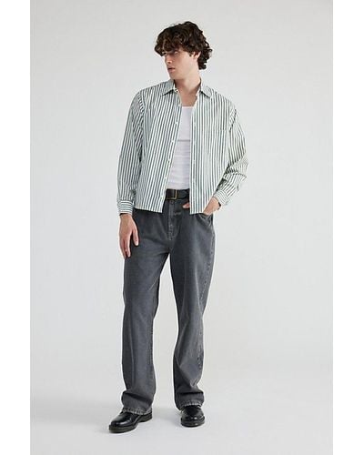 Urban Renewal Remade Clean Finish Cropped Button-Down Shirt - Grey