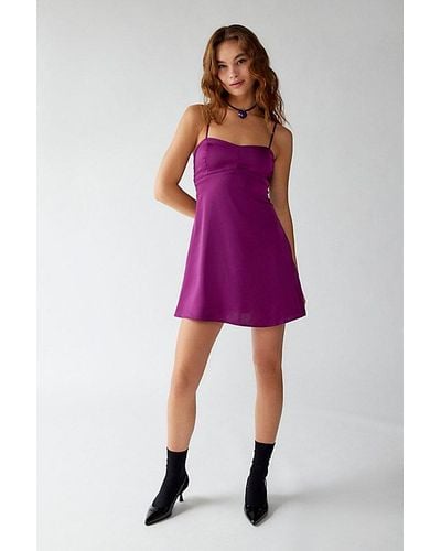 Urban Outfitters Uo Bella Bow-Back Satin Mini Dress - Purple