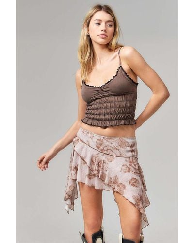 Urban Outfitters Uo Floral Asymmetrical Mini Skirt - Multicolour