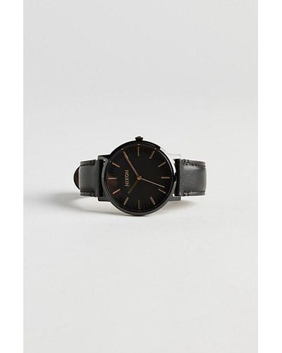 Nixon Porter Leather Watch - Black