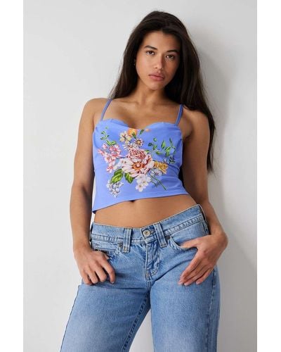 Out From Under Floral Mesh Balconette Cami - Blue