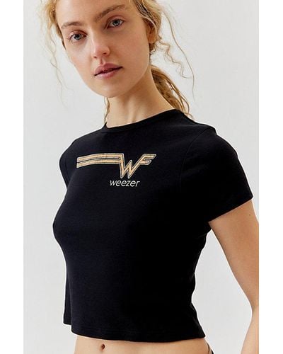 Urban Outfitters Weezer Graphic Baby Tee - Black