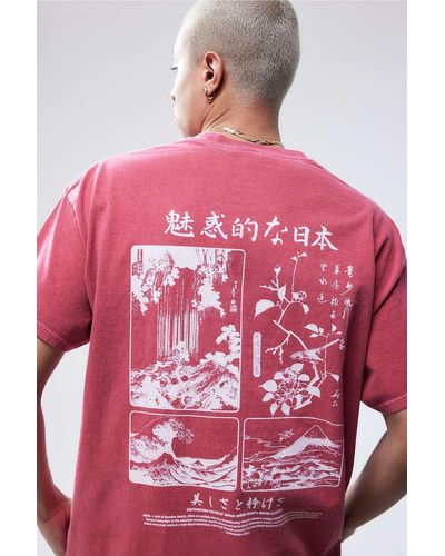 Urban Outfitters Uo Red Japanese Floral T-shirt