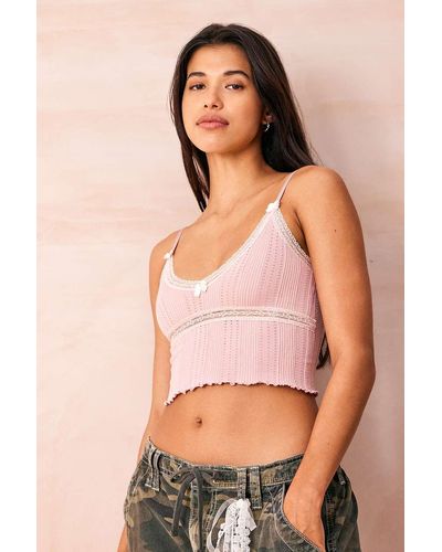 Urban Outfitters Out From Under Pointelle Vest Jacket - Pink