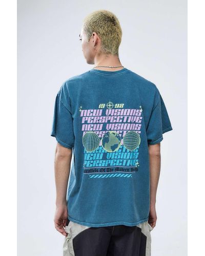 Urban Outfitters Uo Teal New Visions T-shirt - Blue