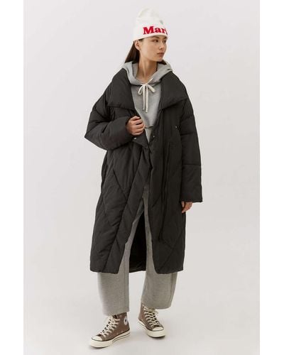 Urban Outfitters Uo Marjorie Longline Puffer Jacket - Black