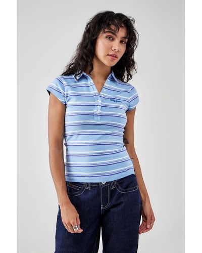 BDG Stripe Polo Shirt - Blue