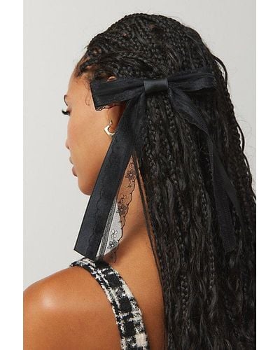 Urban Outfitters Lace Satin Hair Bow Barrette - Black