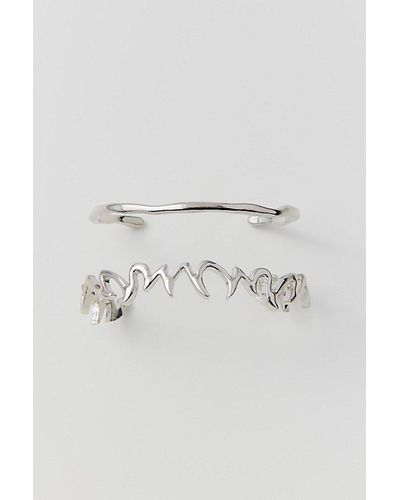 Urban Outfitters Ethan Metal Cuff Bracelet Set - Gray