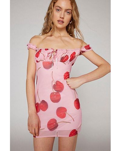 Urban Outfitters Uo Bianca Mesh Mini Dress - Pink