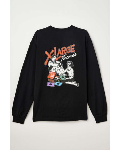X-Large Listen To The Record Long Sleeve Tee In Black,at Urban Outfitters