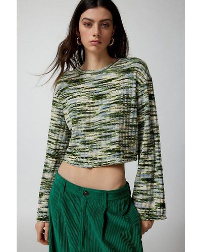 Urban Renewal Remnants Marled Chenille Drippy Sleeve Sweater - Green