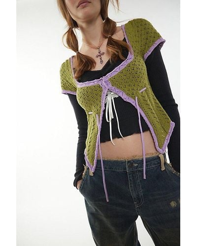 Urban Outfitters Uo Gabriella Babydoll Flyaway Sweater - Green