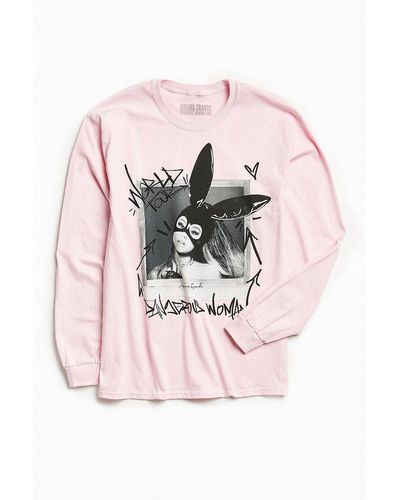 Urban Outfitters Ariana Grande Dangerous Woman Long Sleeve Tee - Pink