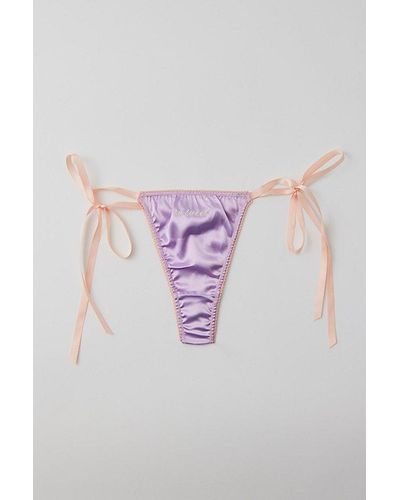 Out From Under Sweet Nothings Satin Bow Thong - Pink