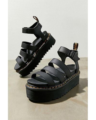 Dr. Martens Blaire Hydro Leather Strap Platform Sandal - Black