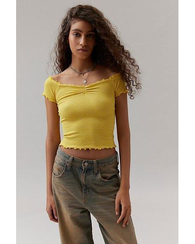 BDG Michelle Off-The-Shoulder Top - Yellow