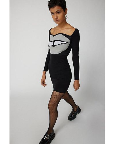 Another Girl Get Lippy Knit Mini Dress - Gray