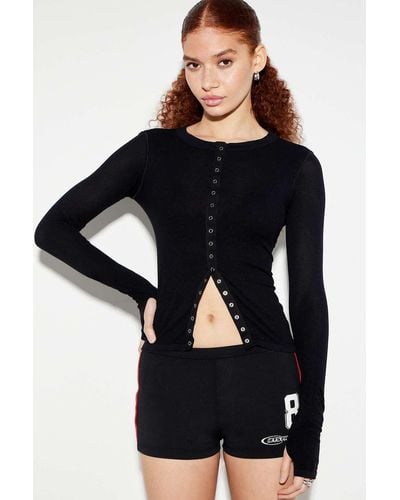 Urban Outfitters Uo Sheer Snap Placket Cardigan - Black
