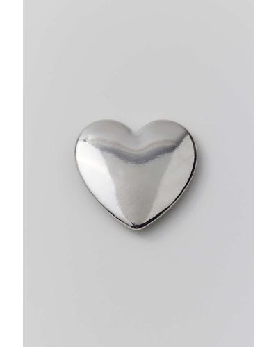 Urban Outfitters Metal Heart Brooch Pin - Grey