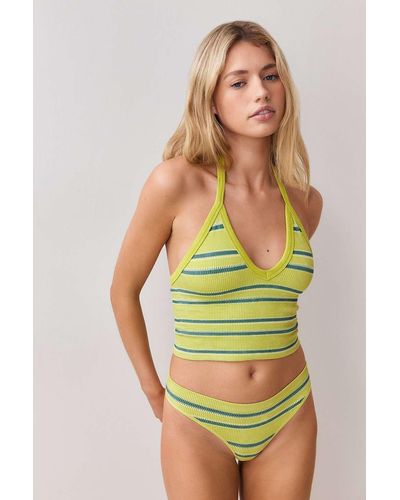 Out From Under Andi Striped Halterneck Top - Green