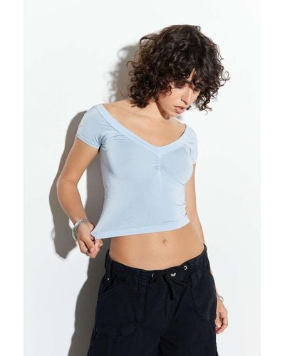 Urban Outfitters Uo Roma Ruched Top - White