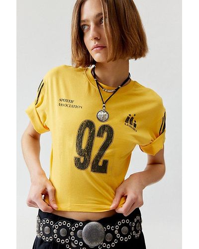 Urban Outfitters Sporty Cinched Baby Tee - Yellow