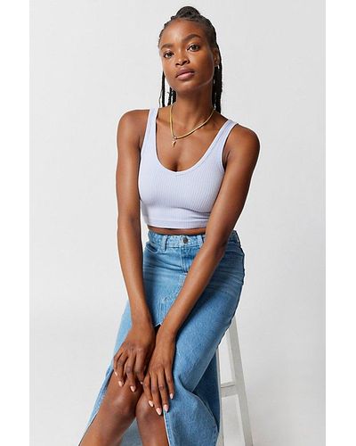 Out From Under Drew Seamless Ribbed Cropped Tank Top - Blue