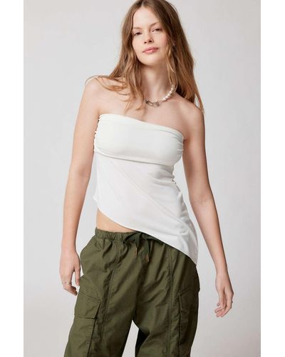 Urban Outfitters Uo Y2k Asymmetrical Tube Top - White