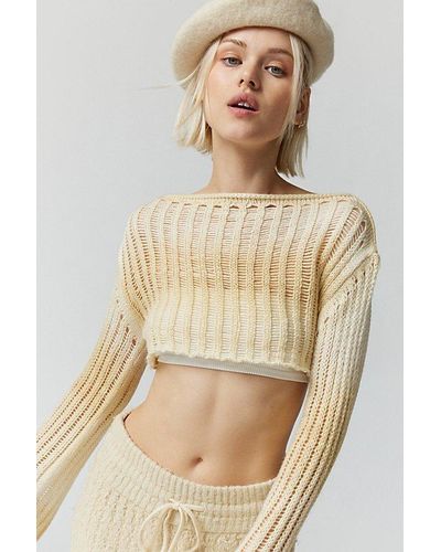Urban Outfitters Uo Ladder-Knit Shrug Sweater - Natural