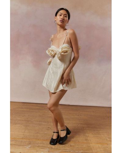 For Love & Lemons Kali Mini Dress In White,at Urban Outfitters - Brown