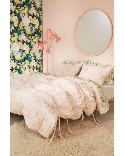 Urban Outfitters Rita Floral Ruffle Comforter - Pink