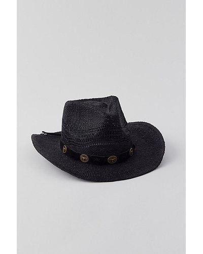 Urban Outfitters Ryder Straw Cowboy Hat - Black
