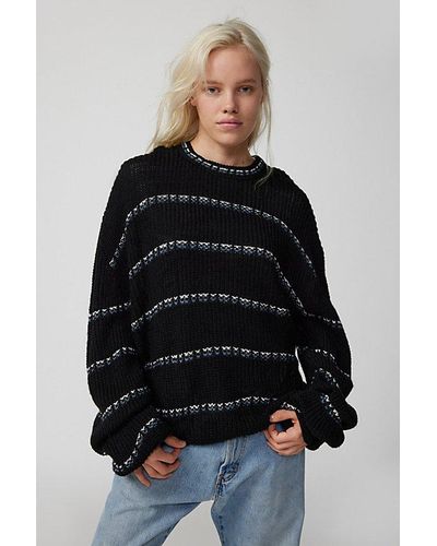 Urban Renewal Vintage Striped Oversized Sweater - Black