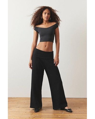 Out From Under Walk This Way Foldover Wide-Leg Pant - Black