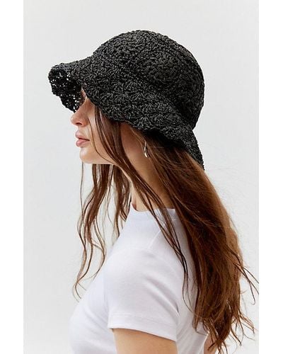 Urban Outfitters Wyeth Camille Straw Bucket Hat - Black