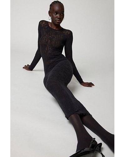 Out From Under Divine Sheer Lace Midi Dress - Black