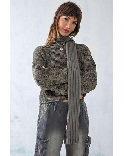 BDG Plated Knit Scarf - Grey