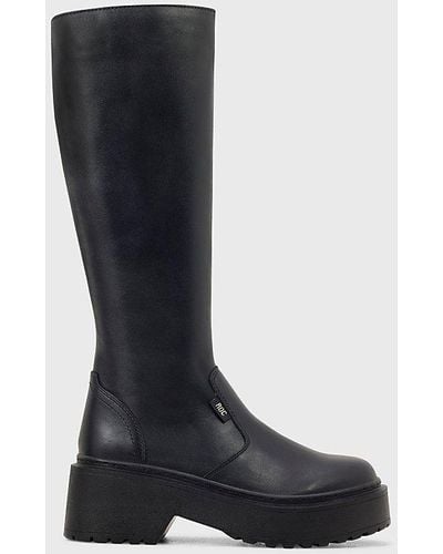 ROC Boots Australia Roc Troupe Leather Knee-High Platform Boot - Black
