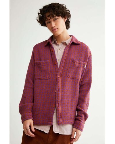 Urban Outfitters Uo Large Houndstooth Shirt - Red