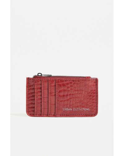 Urban Outfitters Uo Faux Croc Cardholder - Red