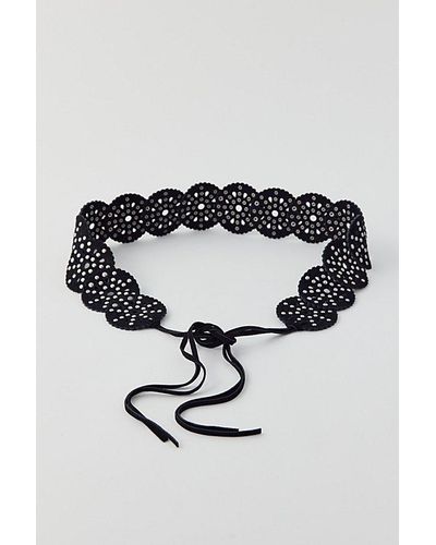 Urban Outfitters Uo Studded Circle Suede Tie Belt - Black
